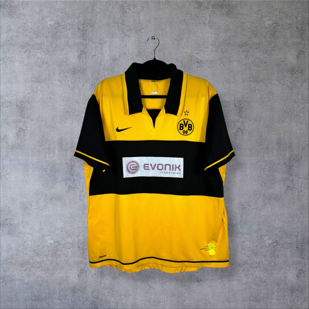 Maillot Borussia Dortmund 2007-2008 Domicile Nike jaune authentique col polo sponsor Evonik taille XL