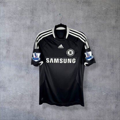 Maillot Chelsea 2008-2009 extérieur noir vue face sponsor Samsung