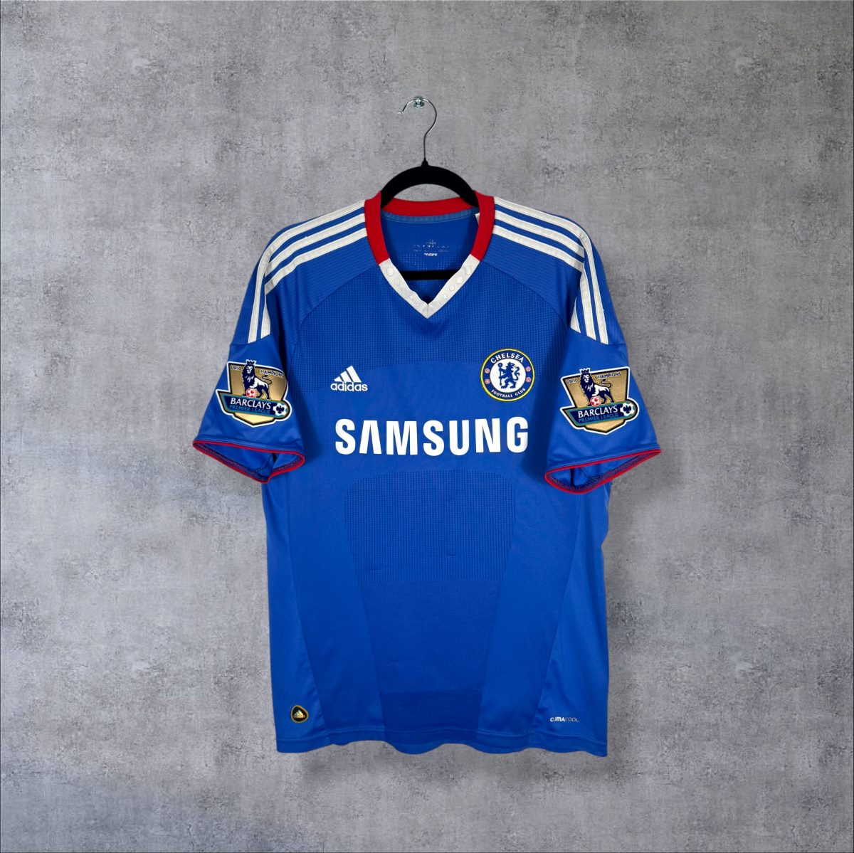Maillot Chelsea FC 2010-2011 domicile Adidas vue face sponsor Samsung