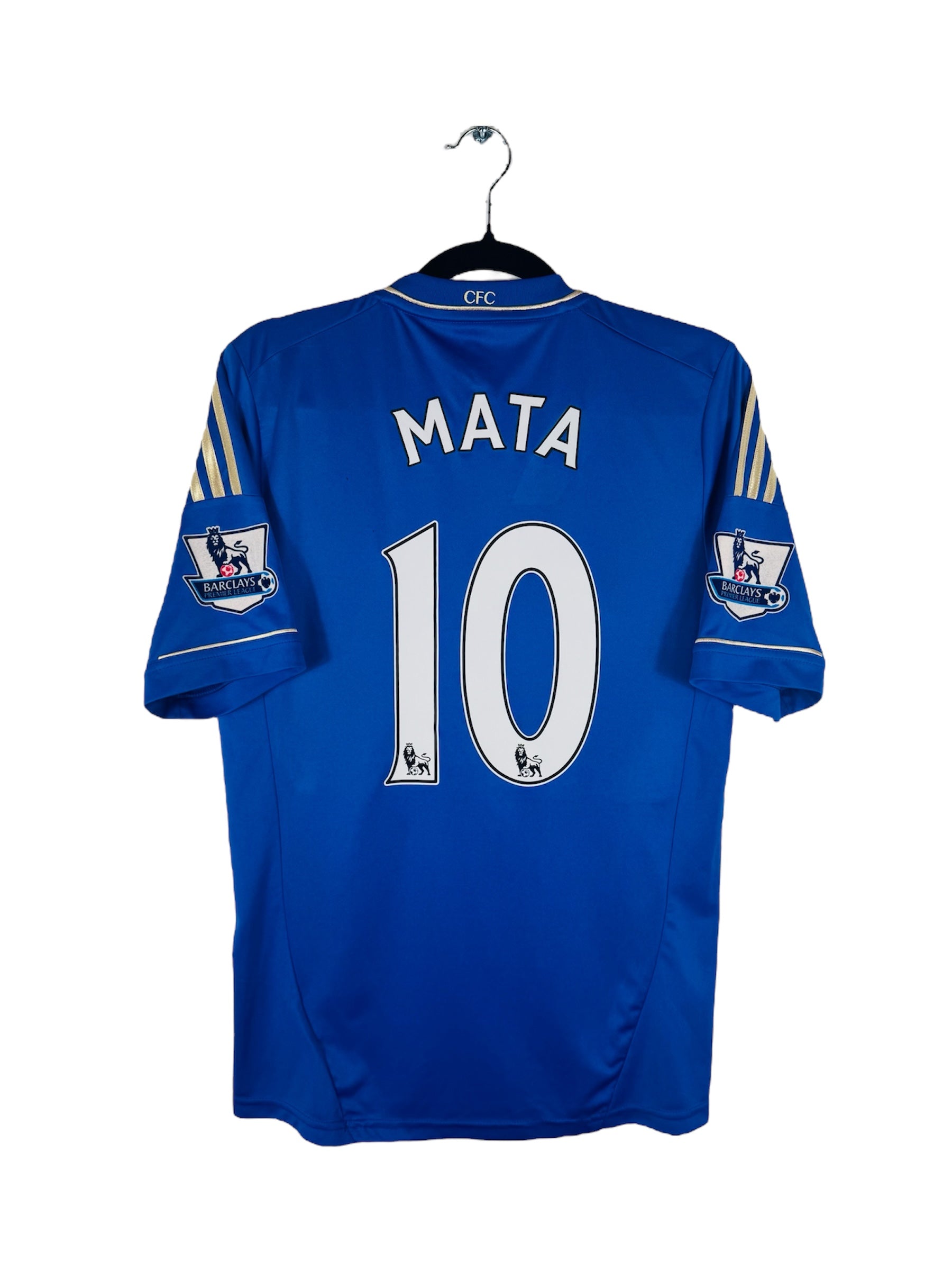 Maillot Chelsea FC 2012-2013 Domicile Adidas - Vue arrière flocage Mata N°10, taille S, couleur bleu.