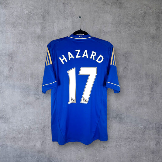 Flocage officiel Premier League blanc HAZARD numéro 17 sur maillot Chelsea.
