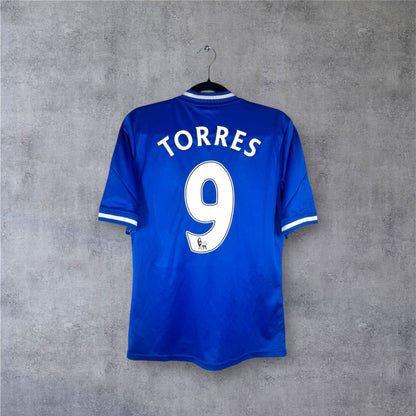 Flocage officiel Premier League blanc TORRES numéro 9 au dos du maillot Chelsea.
