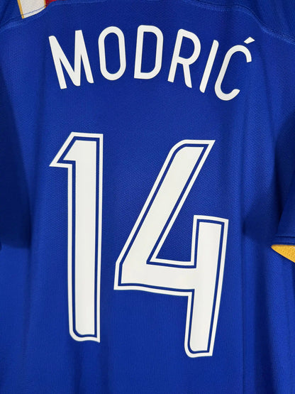 Détail flocage Modrić N°14 sur maillot Croatie 2006 extérieur année de la première Coupe du Monde du futur Ballon d'Or