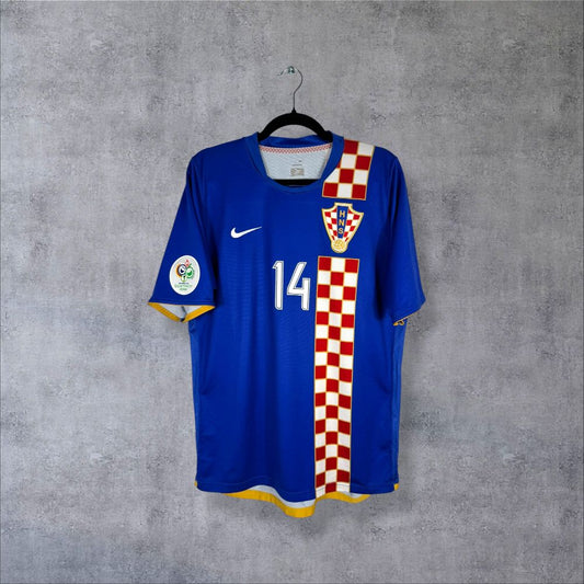 Maillot Croatie 2006 Extérieur authentifié Nike bleu marine flocage Modrić N°14 taille L année débuts internationaux