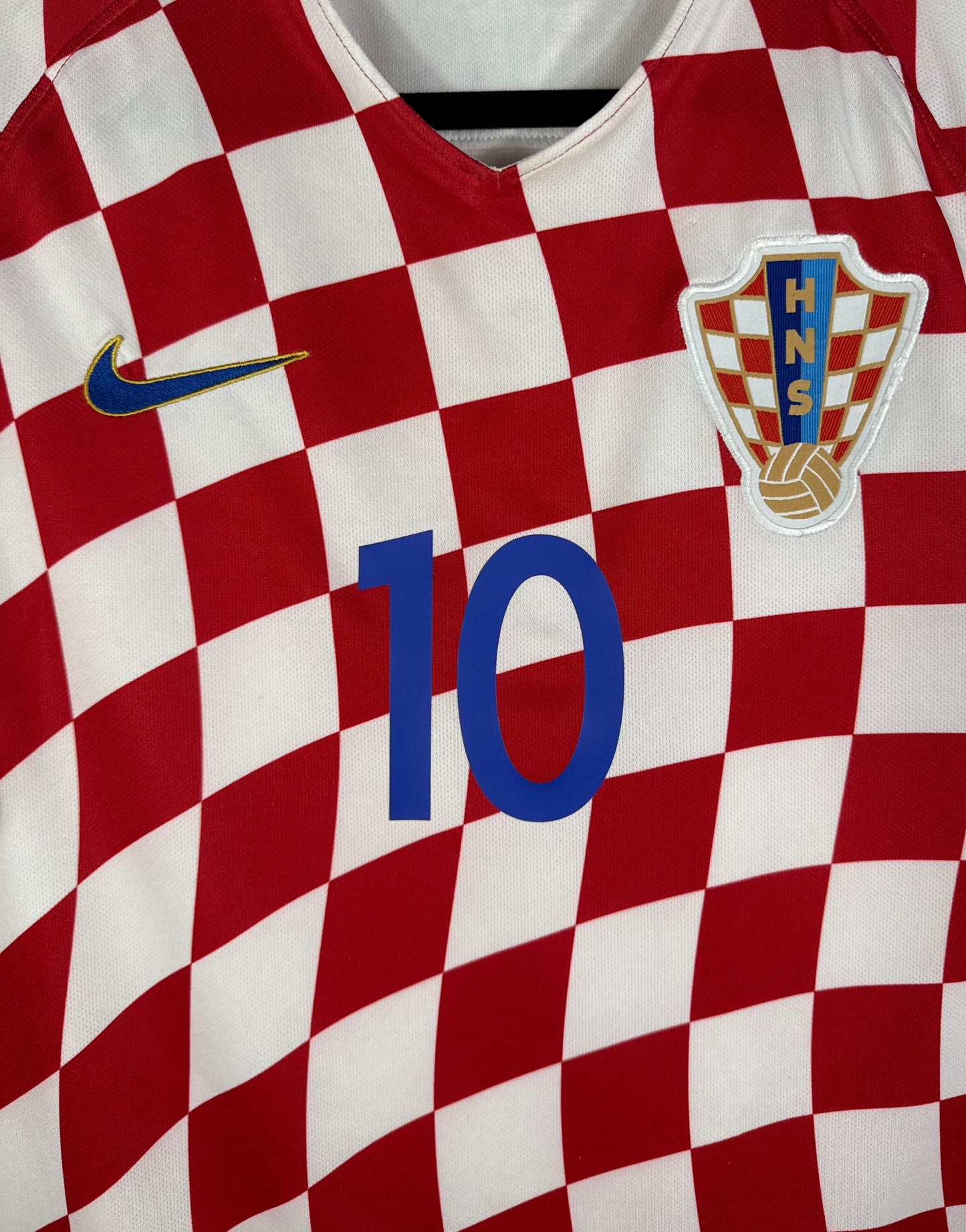 Détail de l'écusson de la Croatie et du logo Nike
