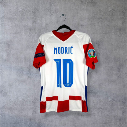 Dos du maillot Croatie 2020 domicile avec flocage MODRIĆ numéro 10 bleu et patch UEFA EURO 2020