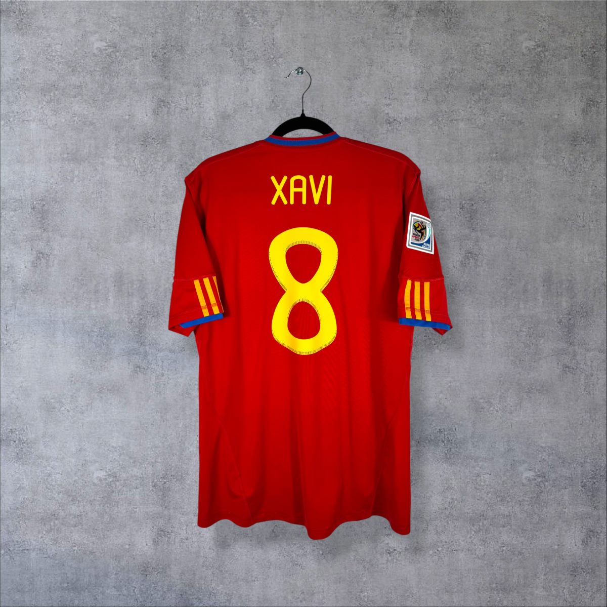 Maillot Espagne 2010 domicile rouge, dos floqué Xavi 8