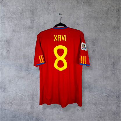 Maillot Espagne 2010 domicile rouge, dos floqué Xavi 8