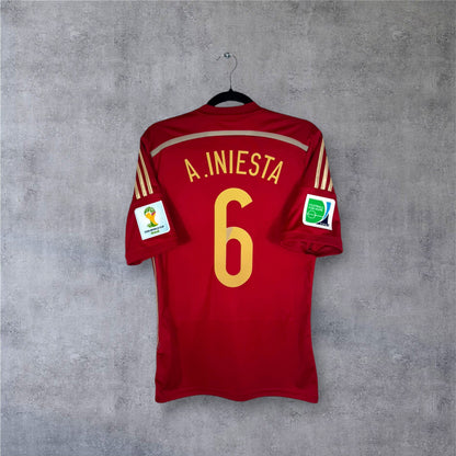 Flocage Iniesta numéro 6 sur maillot Espagne 2014-2015
