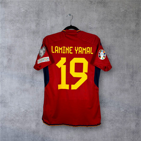 Flocage Lamine Yamal numéro 19 sur maillot Espagne 2022-2023