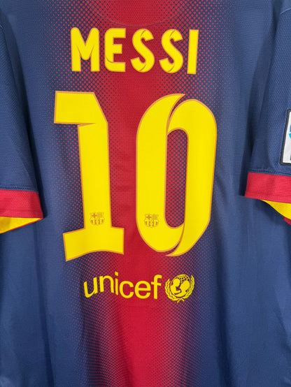 Détail de la typographie du flocage sur le numéro 10 de Lionel Messi