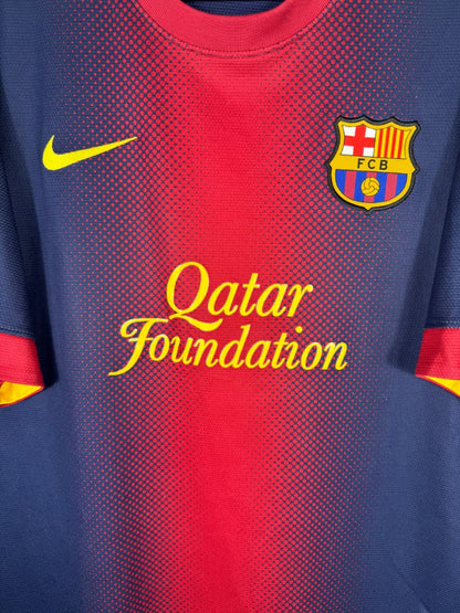 Détail de l'écusson du Barça et du logo Nike