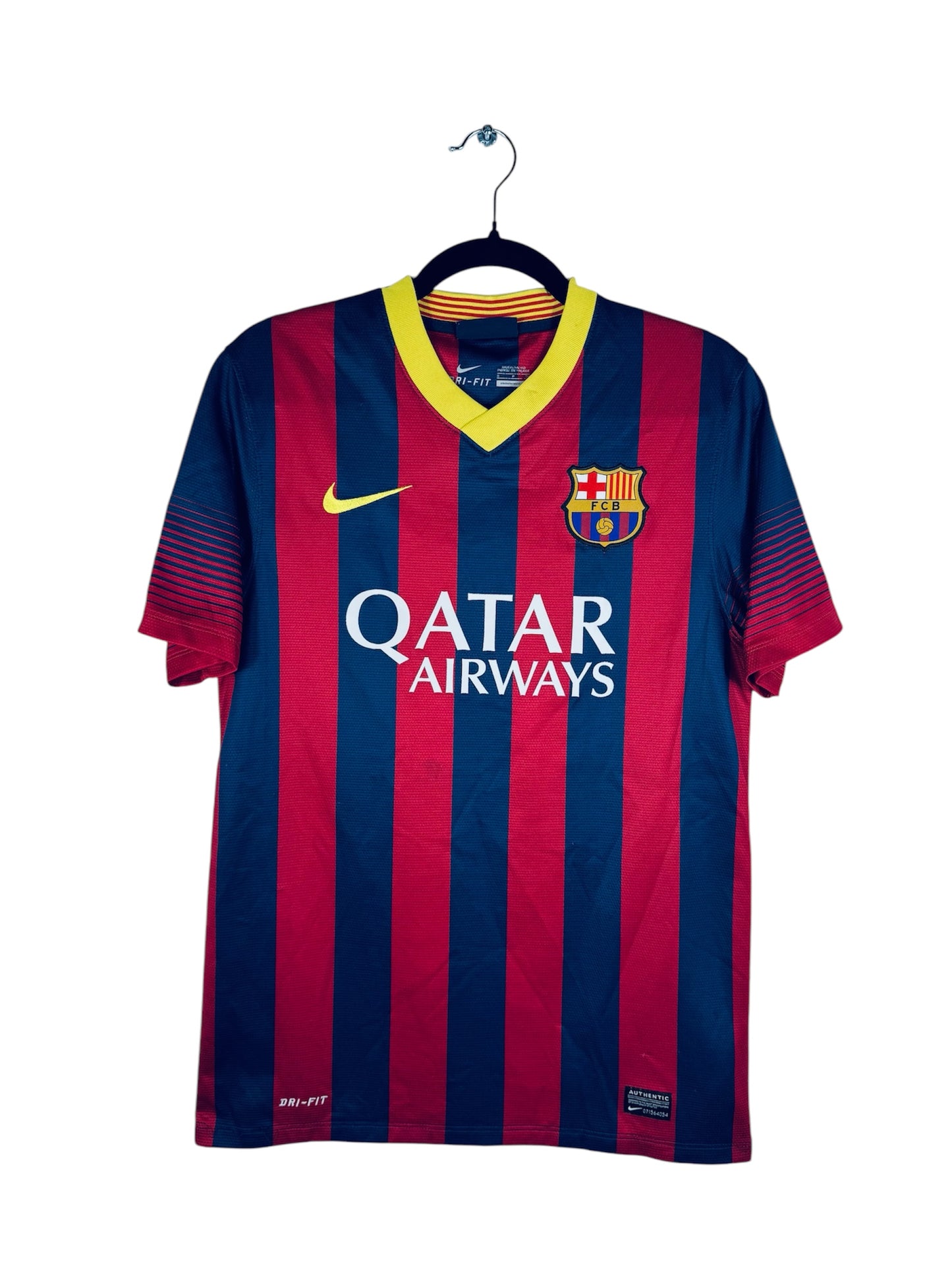 Maillot FC Barcelone 2013-2014 Domicile Nike - Vue avant, taille S, couleur marine et rouge