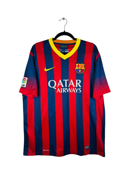 Maillot FC Barcelone 2013-2014 Domicile Nike - Vue avant, taille XL, couleur bleu et rouge.