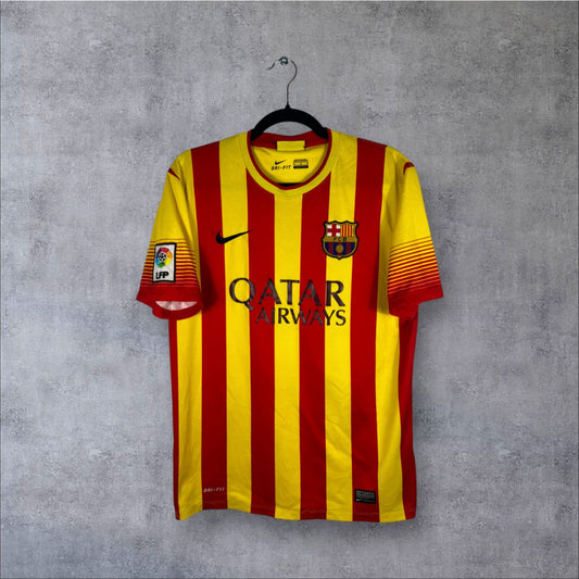 Maillot authentique FC Barcelone 2013-2014 Extérieur Senyera Nike vue de face