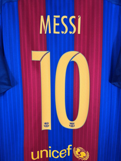 Flocage MESSI N°10 jaune avec écussons Barça intégrés à la base des chiffres