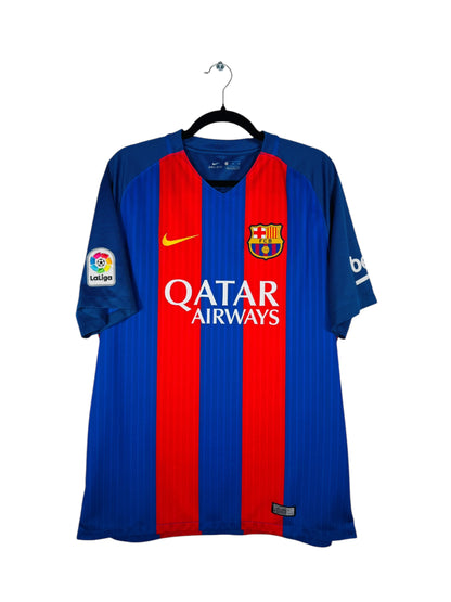 Maillot FC Barcelone 2016-2017 Domicile Nike - Vue avant, taille XL, couleur bleu et rouge.