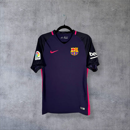 Maillot FC Barcelone 2016-2017 extérieur Nike face violet liserés rose fluo