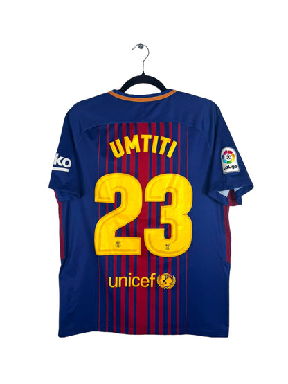 Maillot FC Barcelone 2017-2018 domicile Nike Umtiti 23 bleu rouge taille M vue arrière