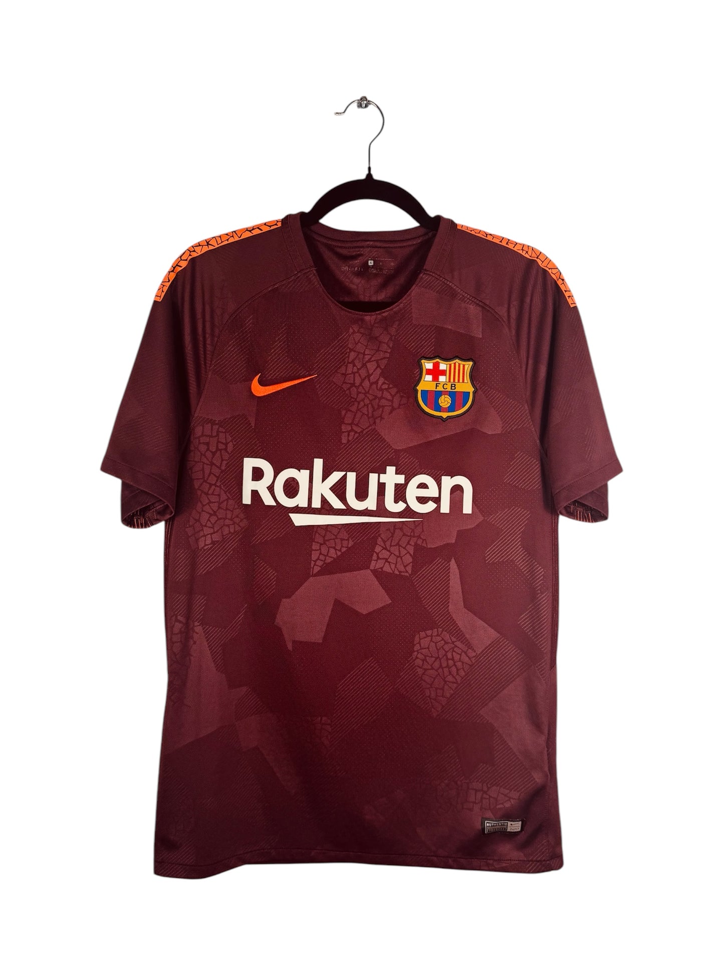 Maillot FC Barcelone 2017-2018 Third Nike - Vue avant, taille S, couleur bordeaux/marron.