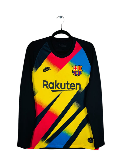 Maillot FC Barcelone 2019-2020 Gardien Nike - Vue avant, taille M, couleur jaune noir.