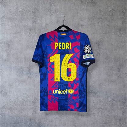 Maillot FC Barcelone 2021-2022 third dos flocage Pedri N°16 badge 5 titres UEFA