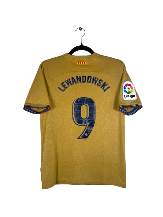 Maillot FC Barcelone 2022-2023 extérieur Nike Lewandowski 9 marron taille S vue arrière