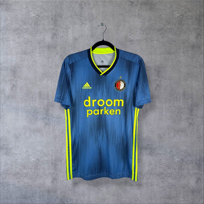 Face du maillot Feyenoord 2019-2020 extérieur bleu avec sponsor Droomparken