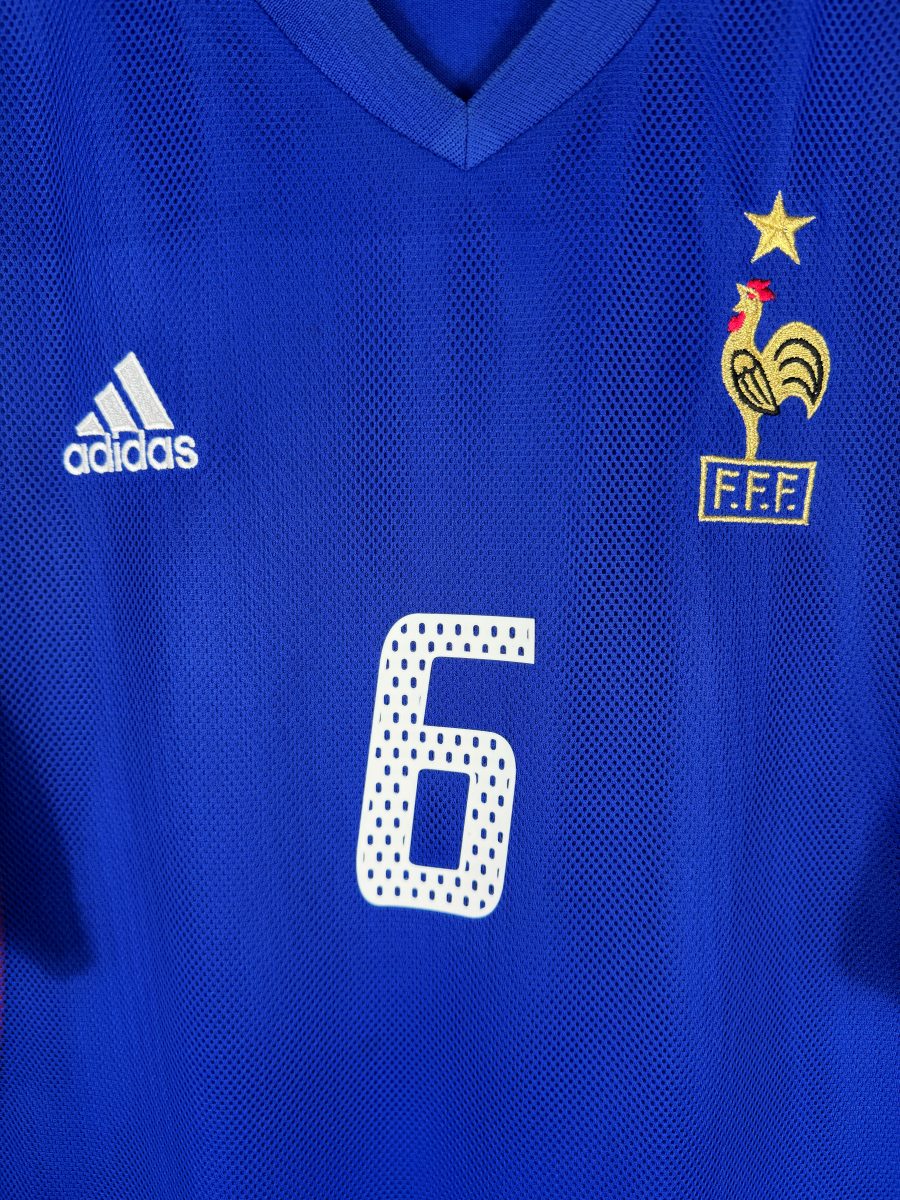 Écusson coq FFF brodé doré et étoile, maillot France domicile 2002 Djorkaeff