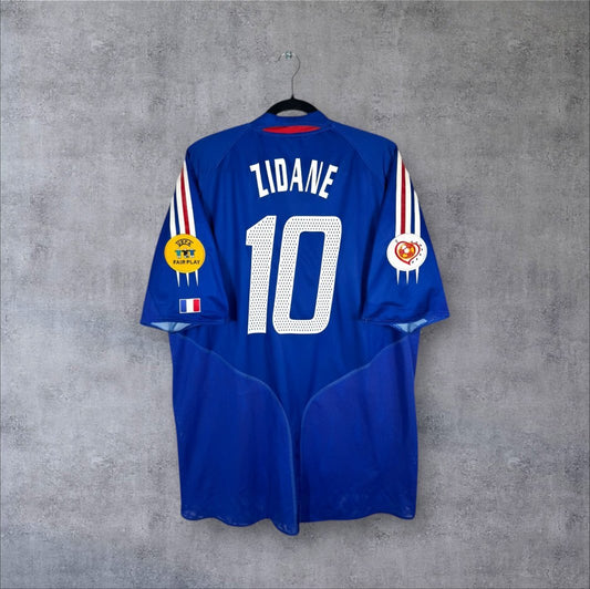 Flocage Zidane numéro 10 sur maillot France Euro 2004 Domicile