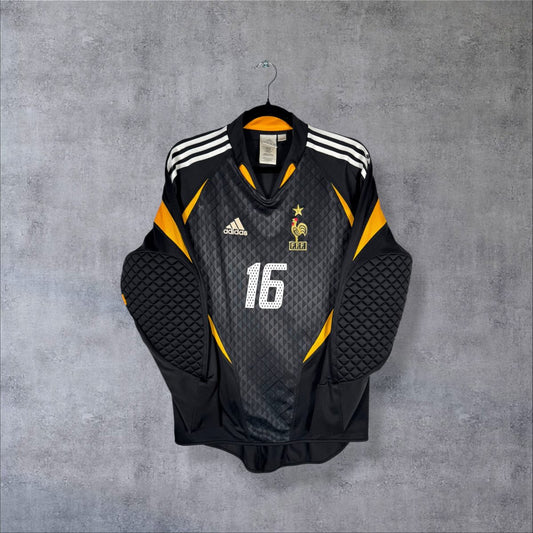 Face du maillot gardien France 2004 adidas manches longues noir et orange avec coudières