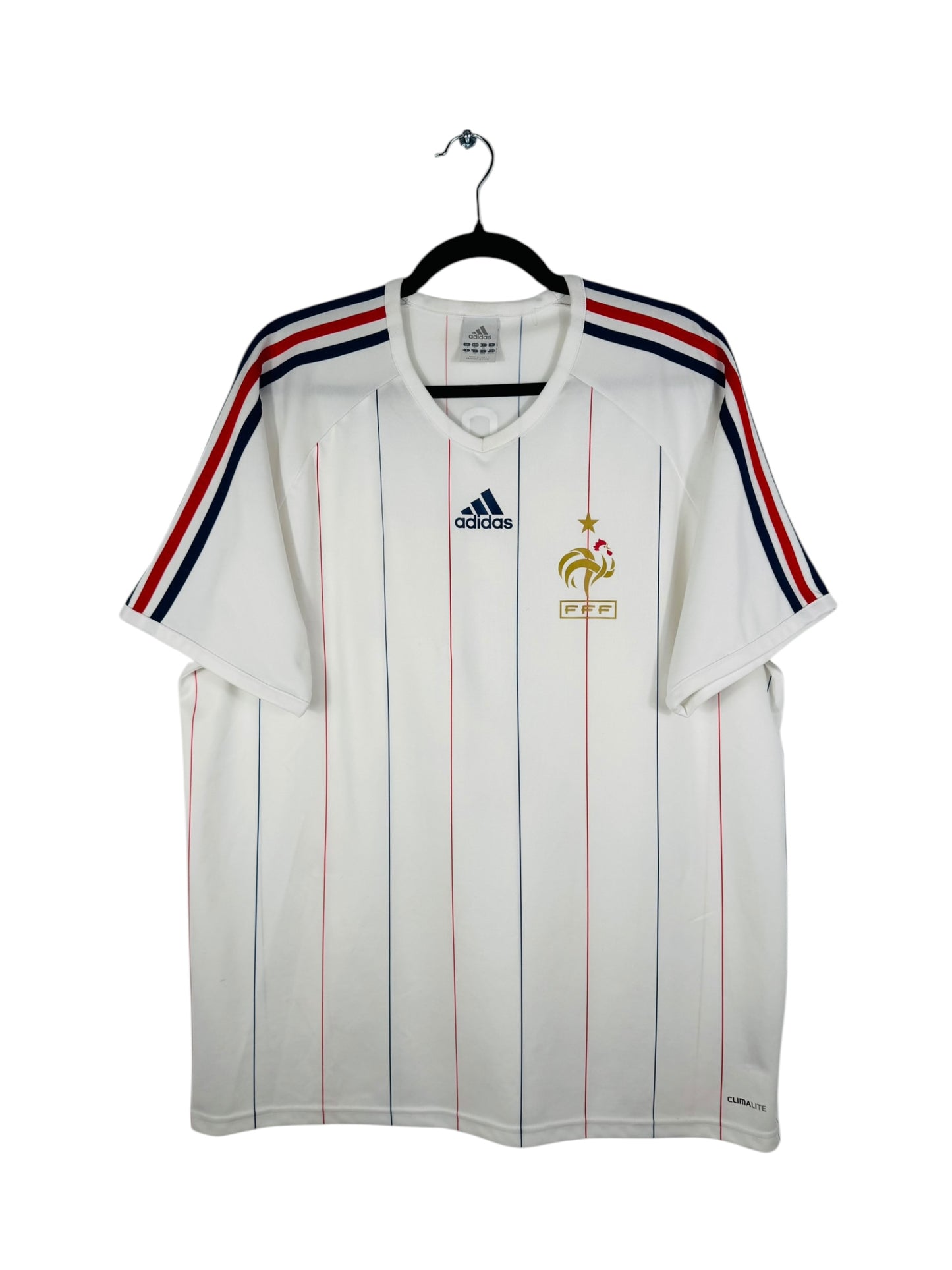 Maillot France 2009-2010 Extérieur Adidas - Vue avant, taille XL, flocage Henry N°12, couleur blanc.