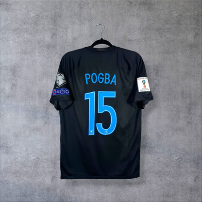 Maillot France 2017-2018 third Nike noir, dos floqué Pogba 15 bleu ciel et badges de manche