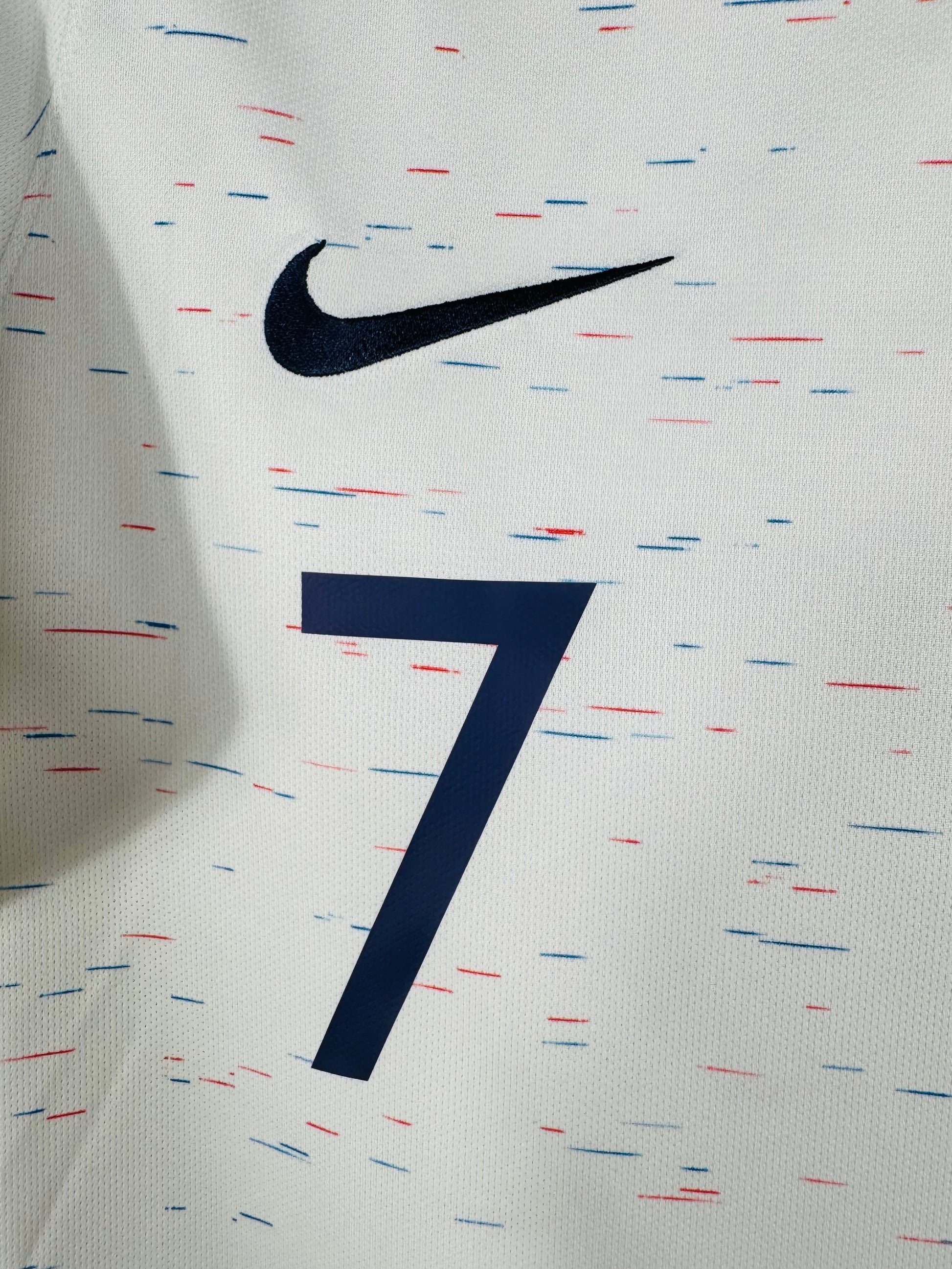 Détail de l'écusson de l'Équipe de France et du logo Nike