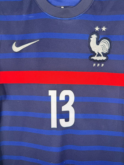 Coq FFF brodé avec deux étoiles et logo Nike, maillot Équipe de France domicile 2020