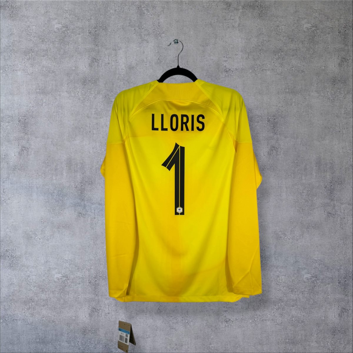 Maillot gardien France 2022 jaune manches longues flocage Lloris N°1 vue dos