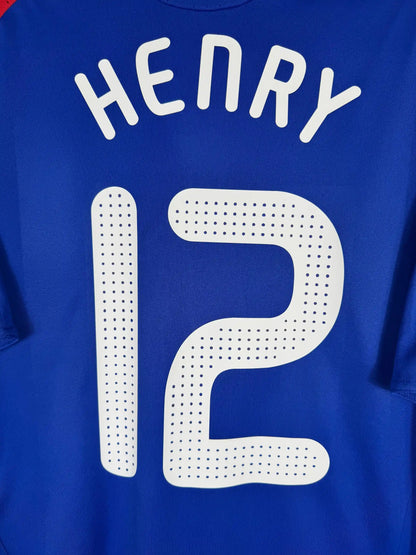 Détail flocage Henry N°12 sur maillot équipe de France domicile Euro 2008 numéro mythique Bleus de Titi