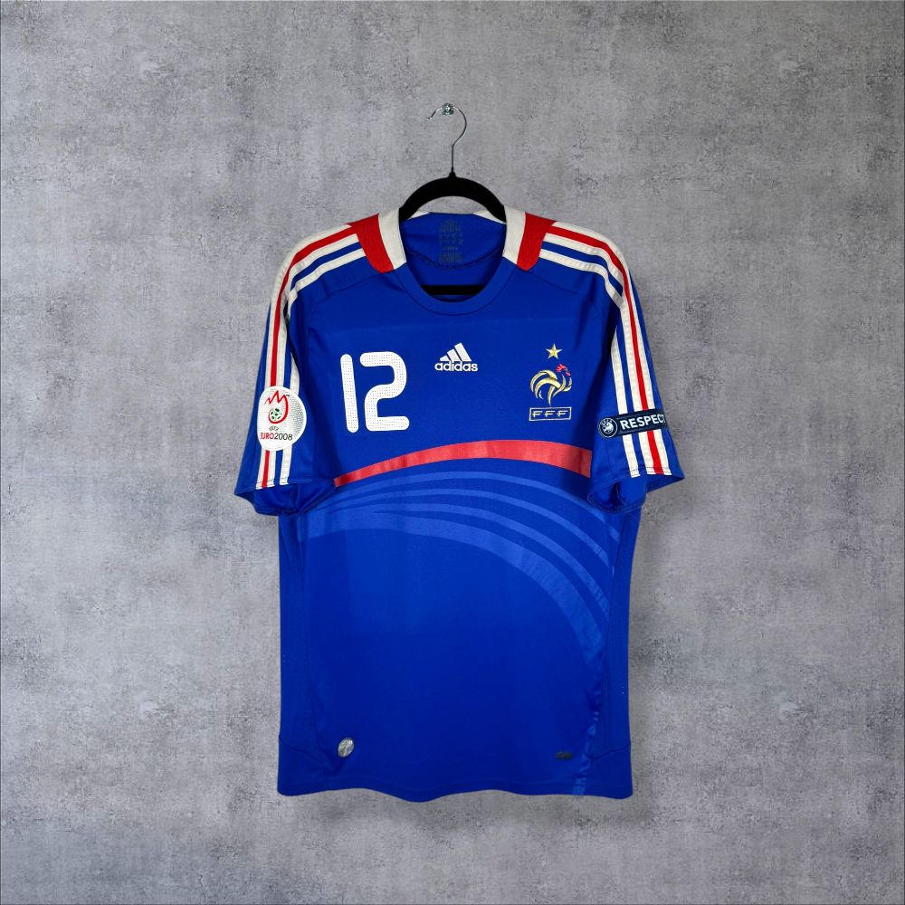 Maillot France Euro 2008 Domicile authentifié Adidas bleu royal flocage Thierry Henry N°12 patches Euro 2008 ère Domenech taille L