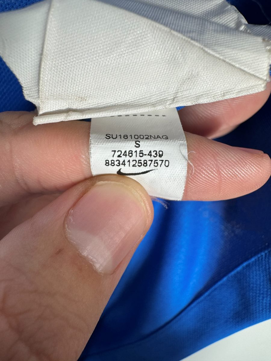 Étiquette intérieure Nike du maillot France Euro 2016 : taille S et référence 724615-439