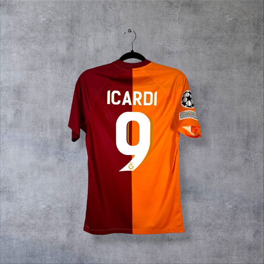 Maillot Galatasaray 2023-2024 domicile, dos floqué Icardi 9, patchs Ligue des champions