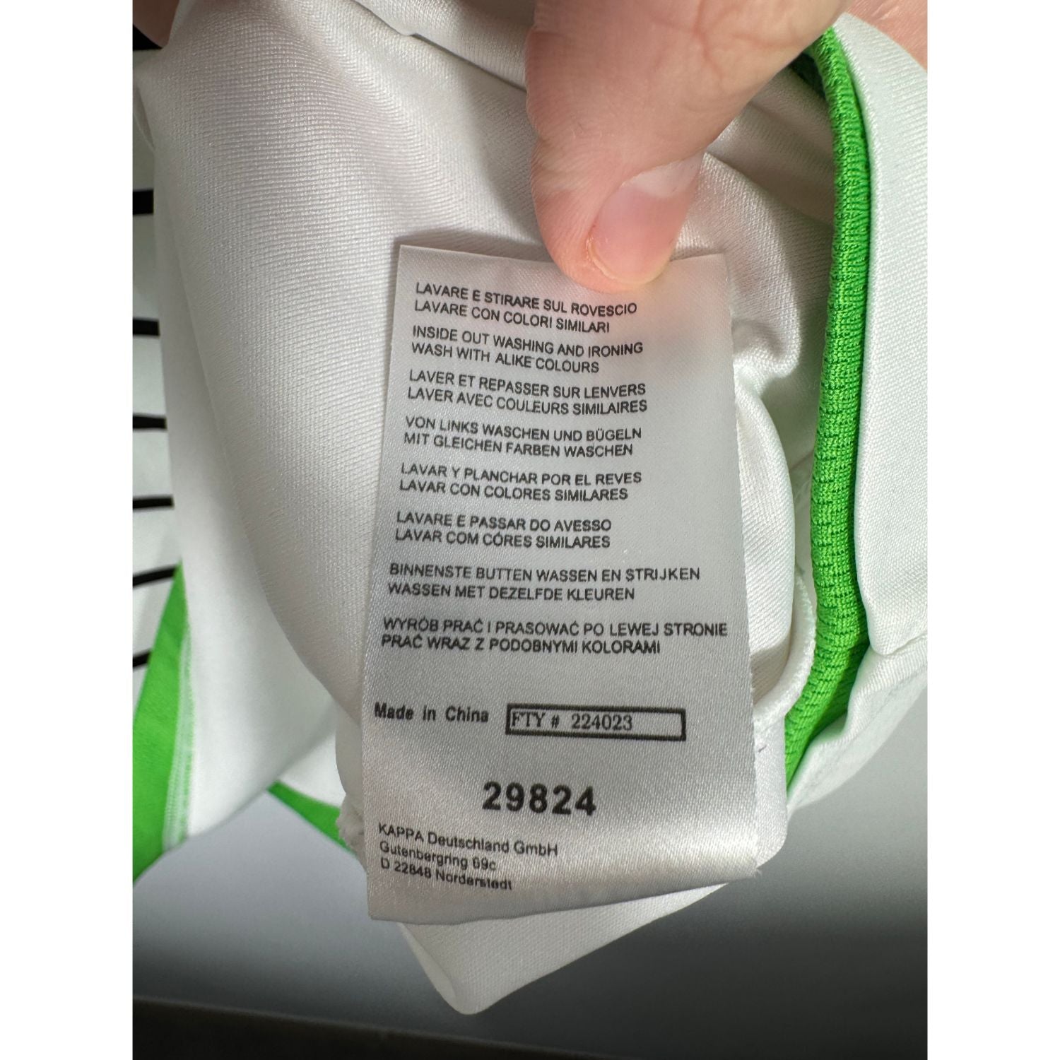 Étiquette d'authenticité Kappa prouvant l'originalité du maillot