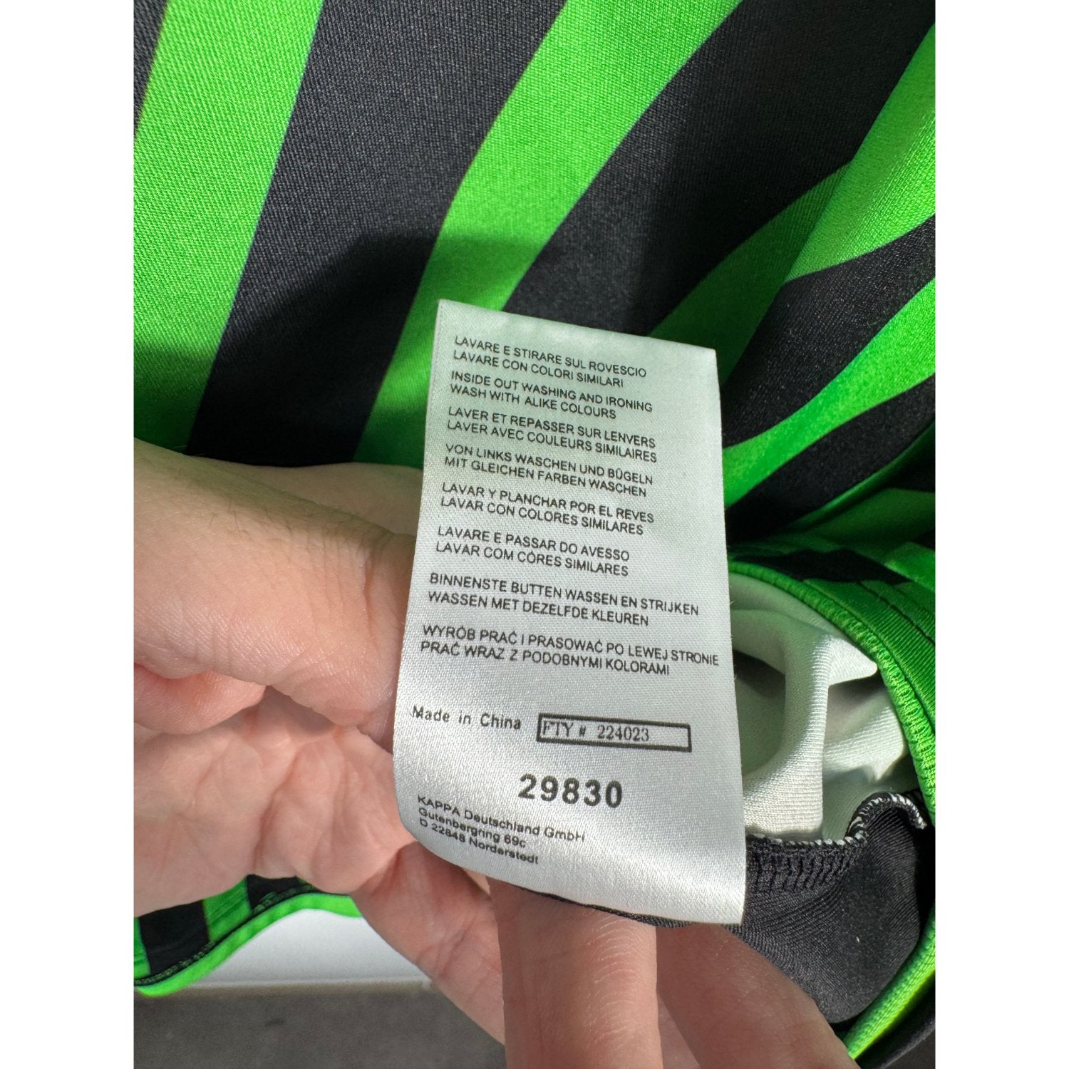 Étiquette d'authenticité Kappa prouvant l'originalité du maillot