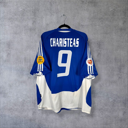 Dos du maillot Grèce 2004 domicile avec flocage Charisteas numéro 9 et patch UEFA Fair Play