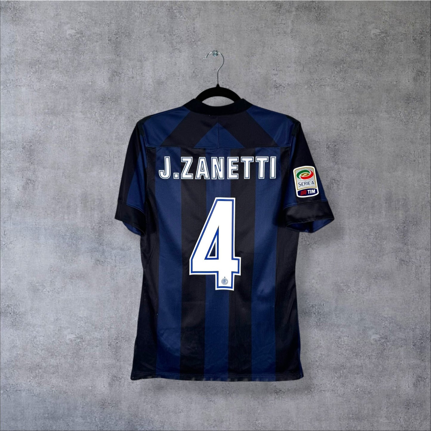 Flocage Zanetti numéro 4 sur maillot Inter Milan 2013-2014 Extérieur Stock Pro