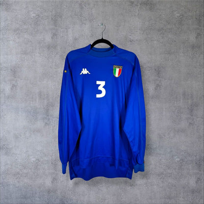 Maillot Squadra Azzurra Italie 1998-1999 Domicile manches longues authentifié Kappa flocage Paolo Maldini N°3 capitaine ère Dino Zoff taille L
