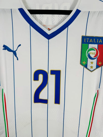 Écusson FIGC Italia aux quatre étoiles, logo Puma et liseré tricolore, maillot Italie extérieur 2014