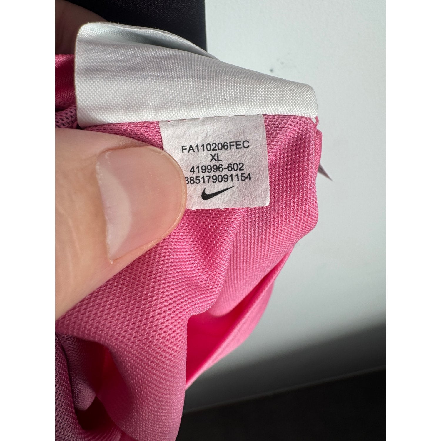 Étiquette d'authenticité avec code Nike 419996-602 prouvant l'originalité du maillot