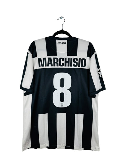 Maillot Juventus 2012-2013 Domicile 3 étoiles Nike - Vue arrière, taille XL, couleur blanc et noir.