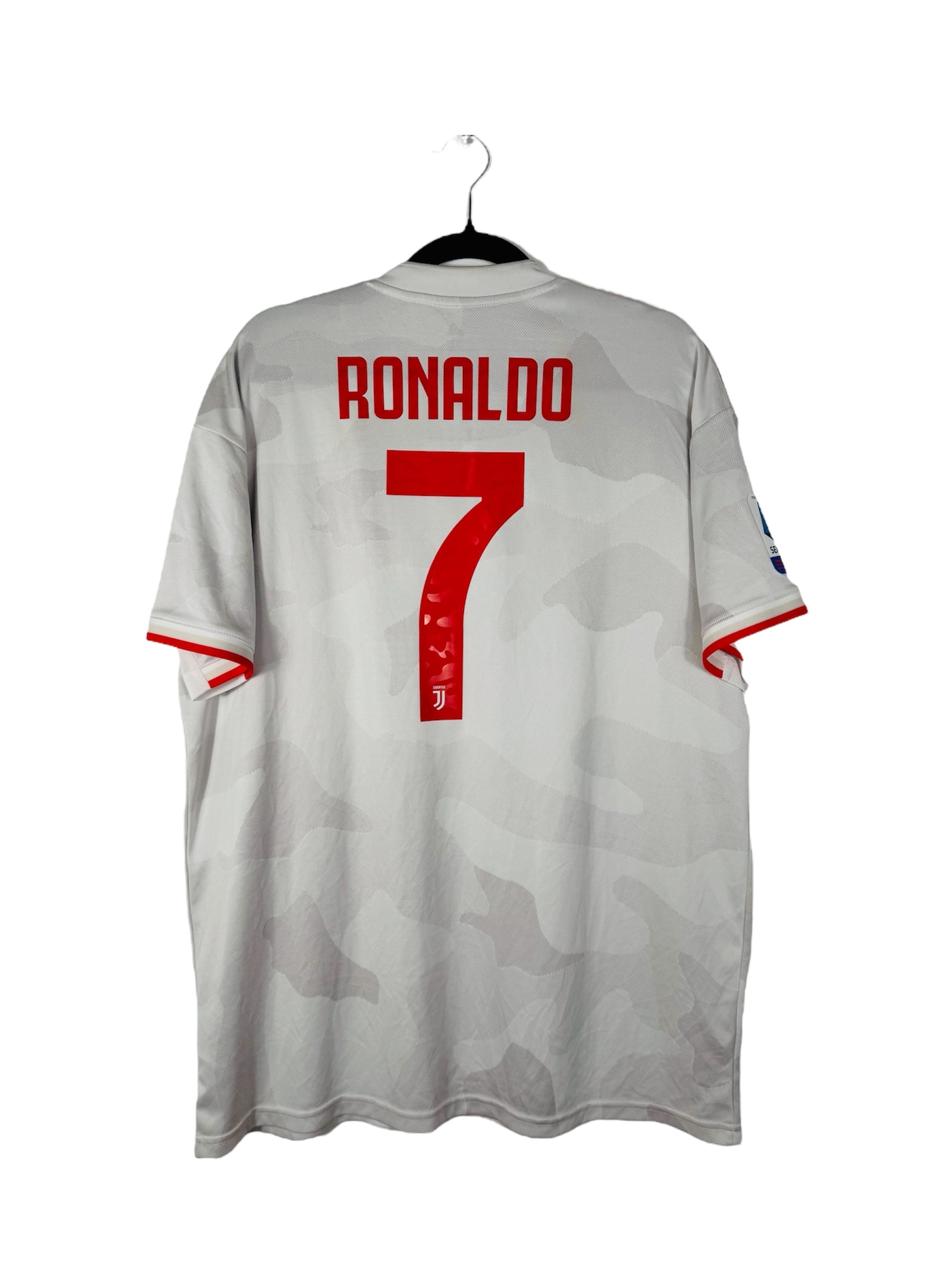 Maillot Juventus FC 2019-2020 Extérieur Adidas - Vue arrière avec flocage Ronaldo N°7, taille XL.