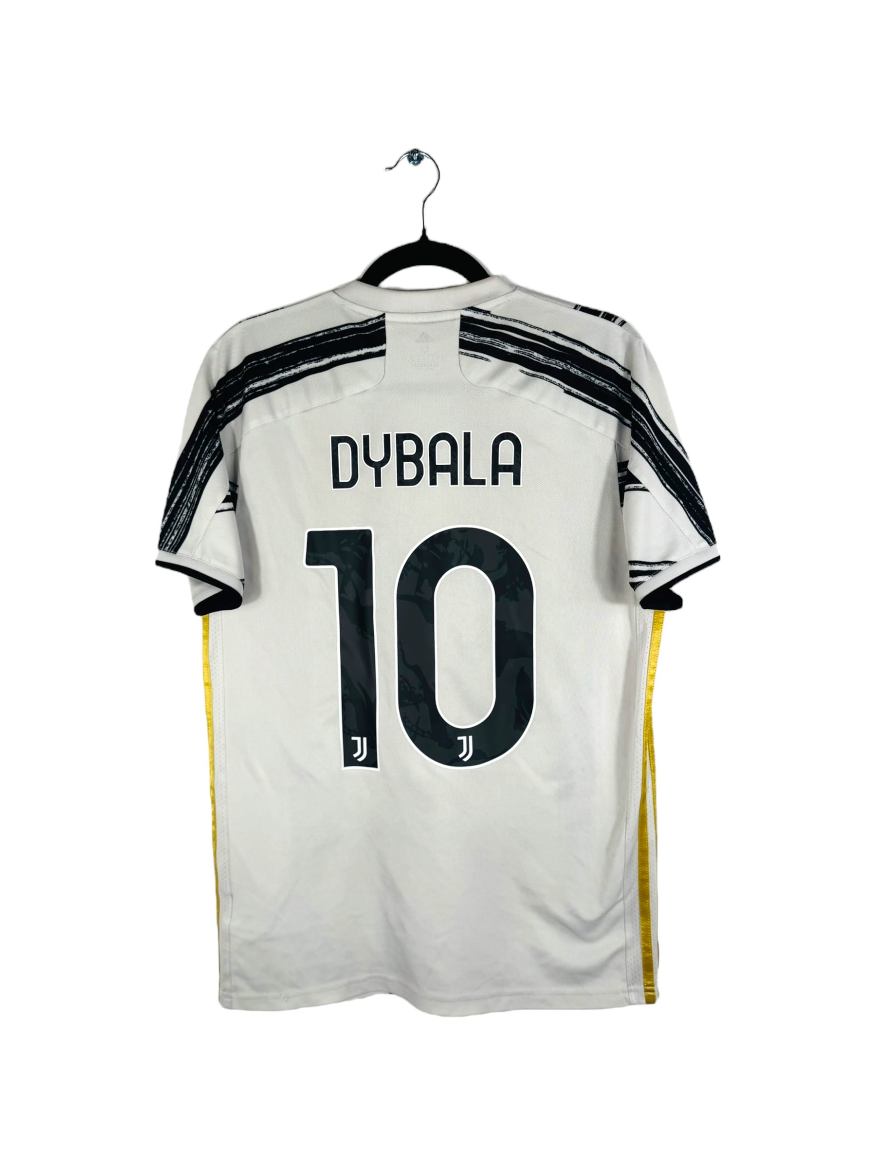 Maillot Juventus 2020-2021 domicile Adidas Dybala 10 blanc noir doré taille M vue arrière